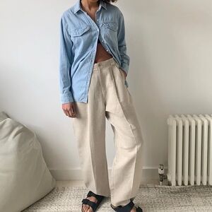 Liz Claiborne Linen Pleaded Front Tailored Trousers